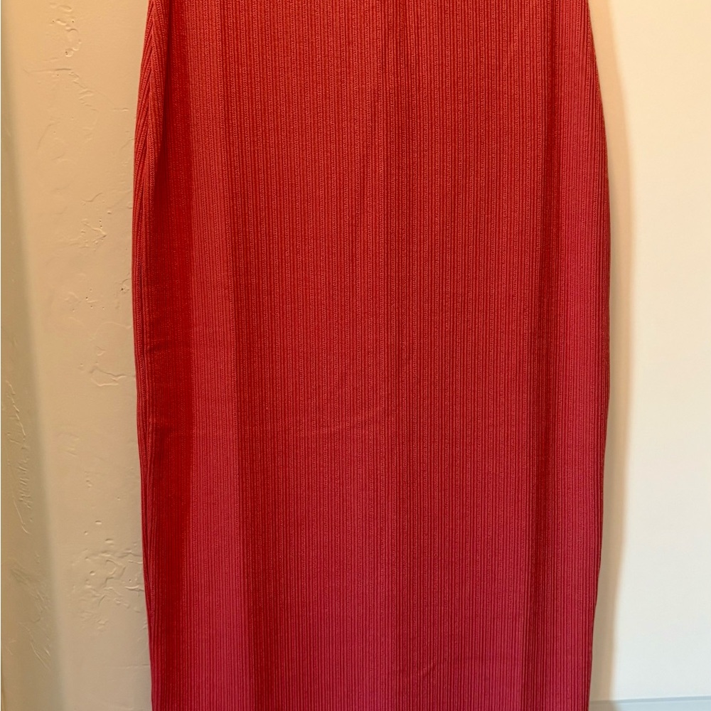 Ribbed Rust Colored Fitted Women's Skirt